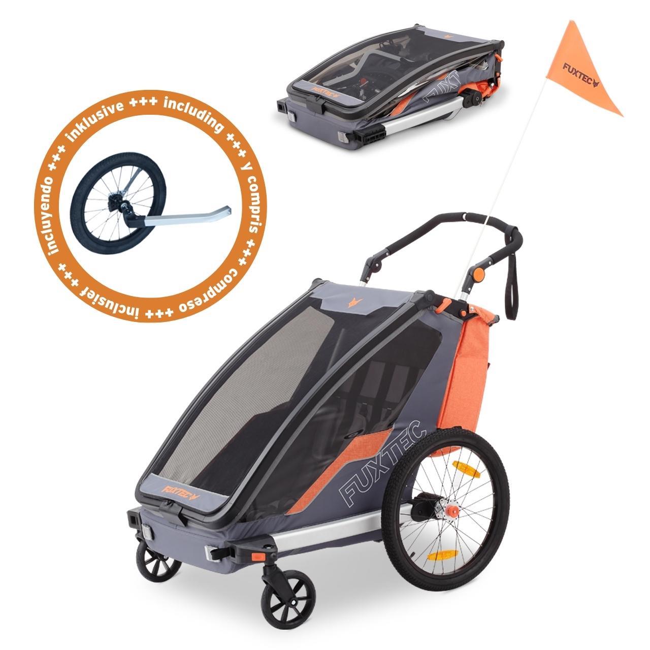 Prívesný vozík za jízdní kolo FUXTEC FX-FA1 s koleckem pro jogger