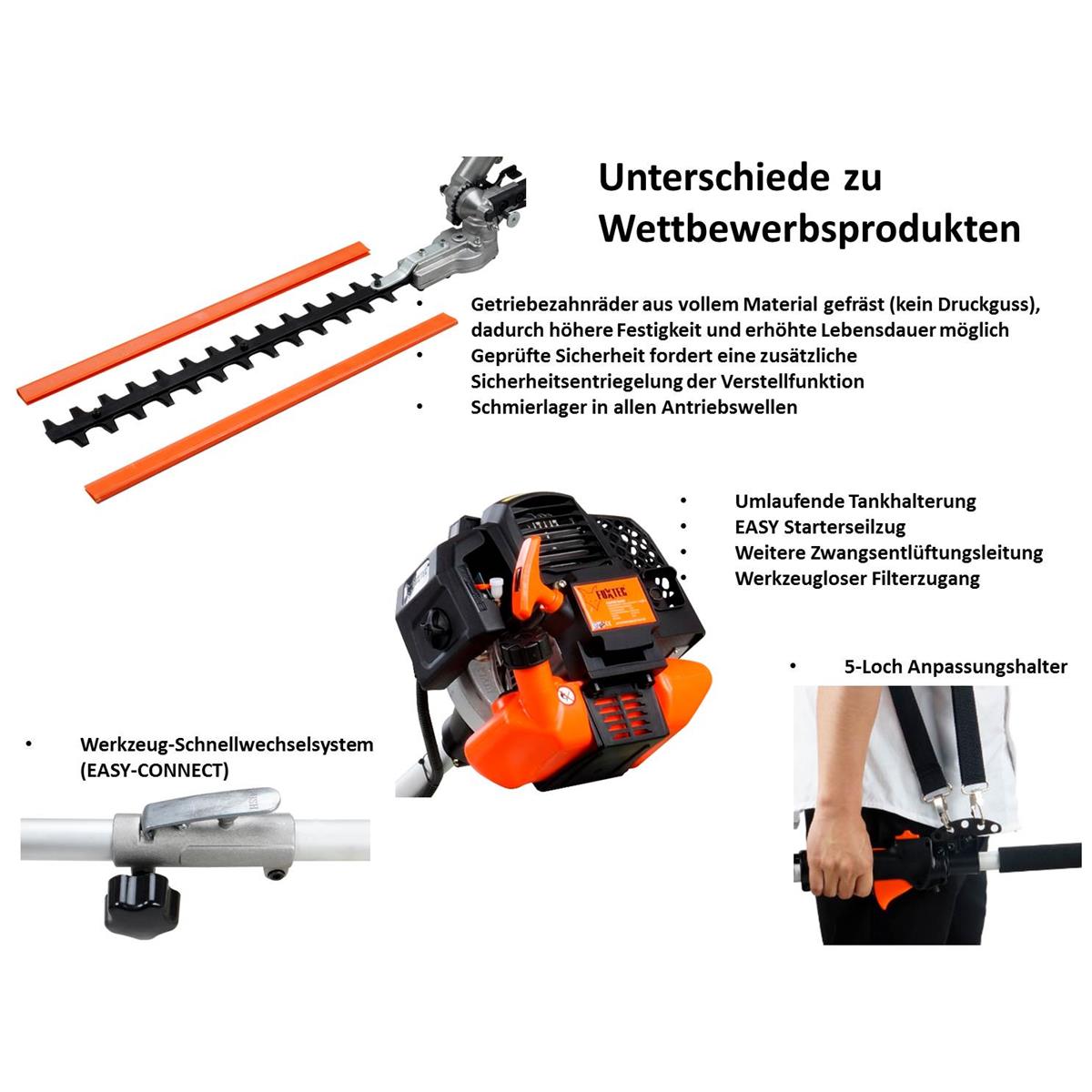 FUXTEC FX-MT252ER Multitool 5v1 benzínový krovinorez s nastavitelným tycovým vyžínacem